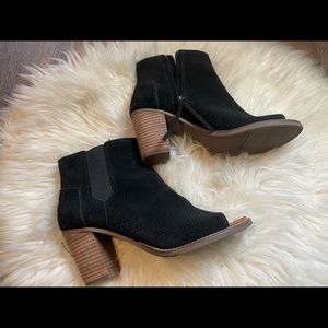 Toms black peep toe booties size 8.5